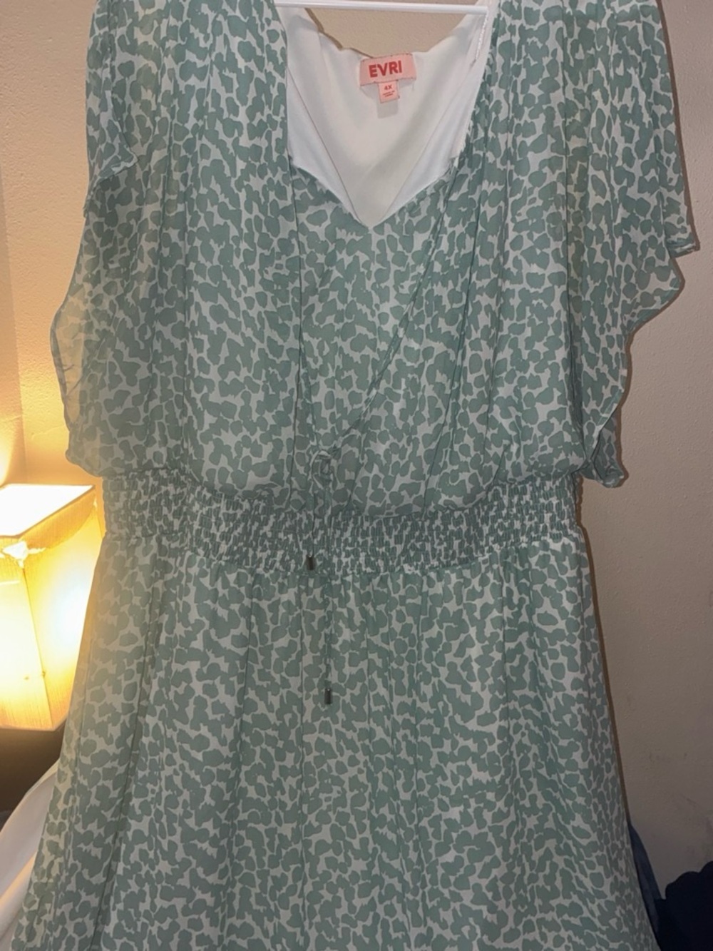 EVRI Mint Green Abstract Print Flutter-Sleeve Tunic